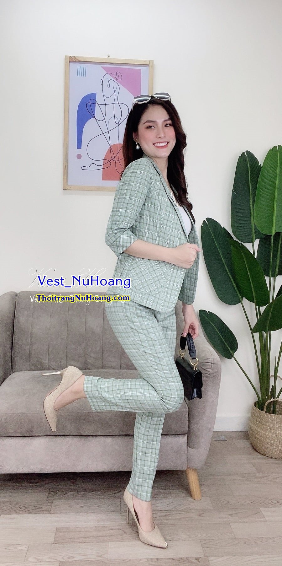 Bộ Vest nữ công sở đẹp, trẻ trung, thanh lịch, sang trọng (Tặng áo thun trong) – VN104